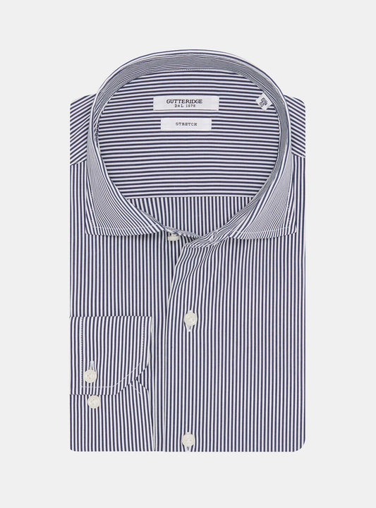 Camisa de rayas de popelín de algodón elástico