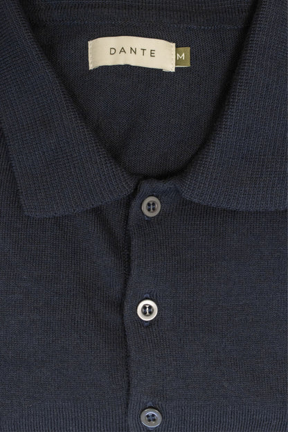 Polera Cuello Polo Tejido Manga Larga Midnight