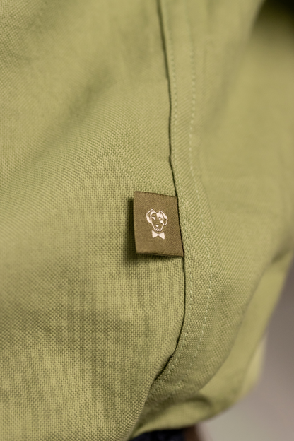 Camisa Antimanchas Oxford Verde Sage Logo Contraste - Talla Regular
