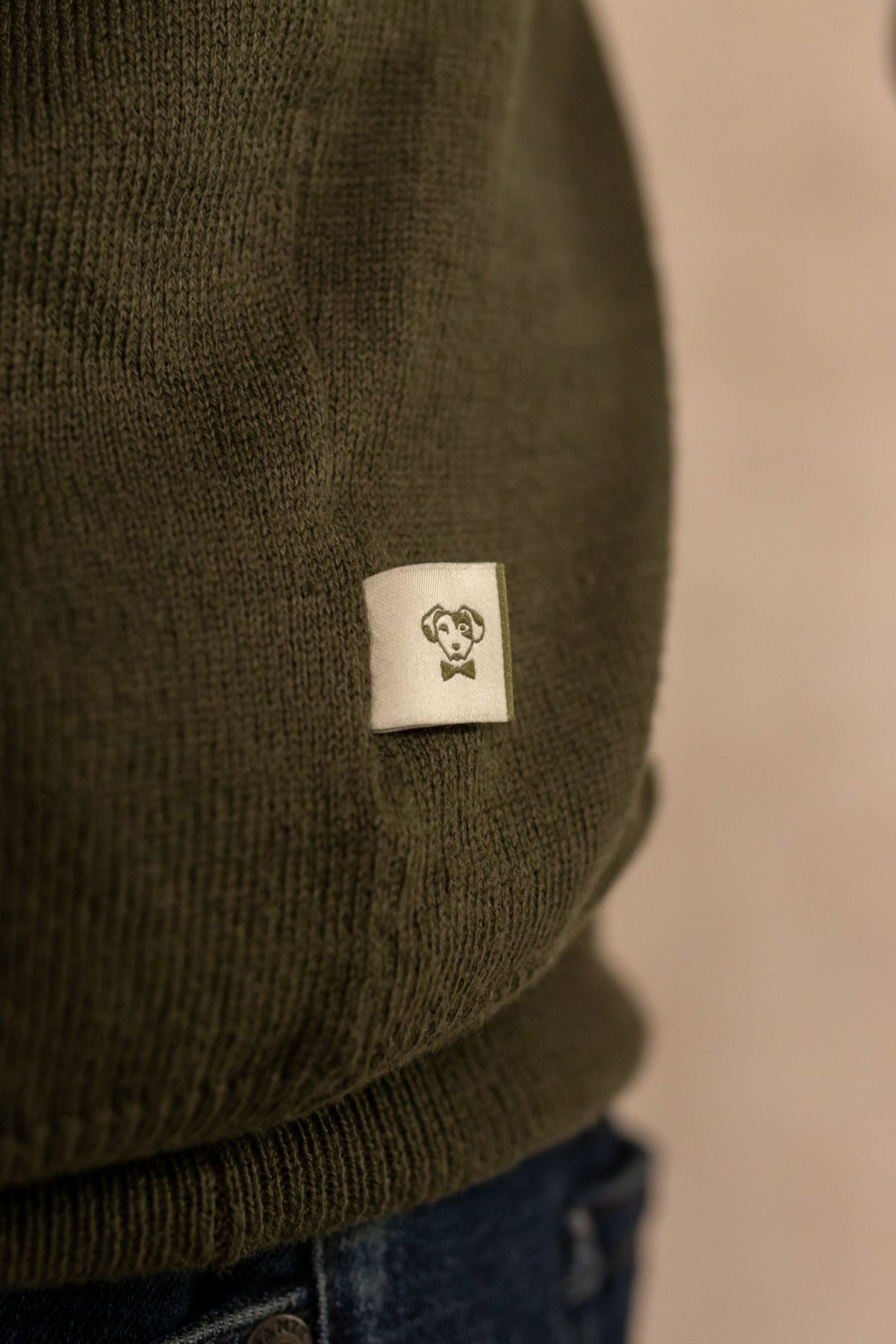 Polera Cuello Polo Tejido Manga Larga Verde Militar