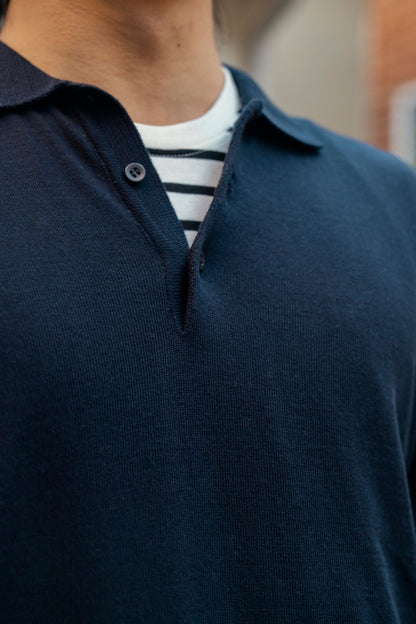 Polera Cuello Polo Tejido Manga Larga Midnight