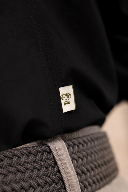 Camisa Antimanchas Popelina Negro Logo Gris Claro