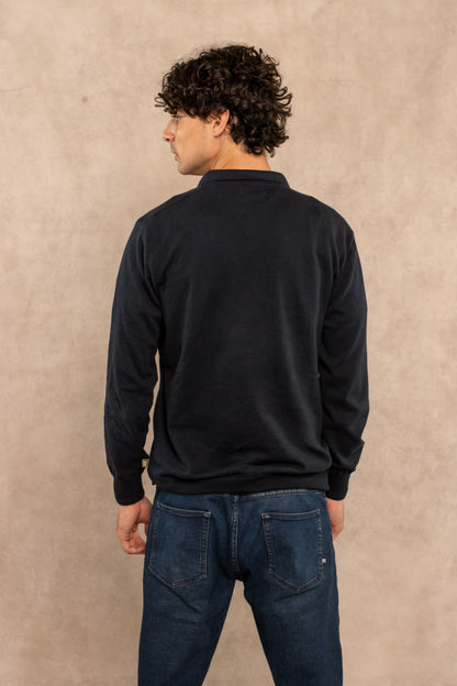 Polera Cuello Polo Tejido Manga Larga Midnight