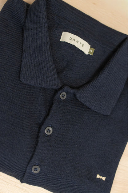 Polera Cuello Polo Tejido Manga Larga Midnight
