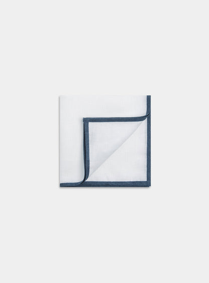 Pañuelo de lino con borde azul
