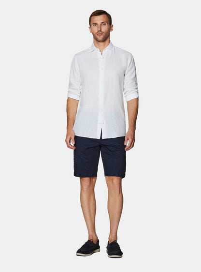 Camisa 100% lino con cuello semifrances