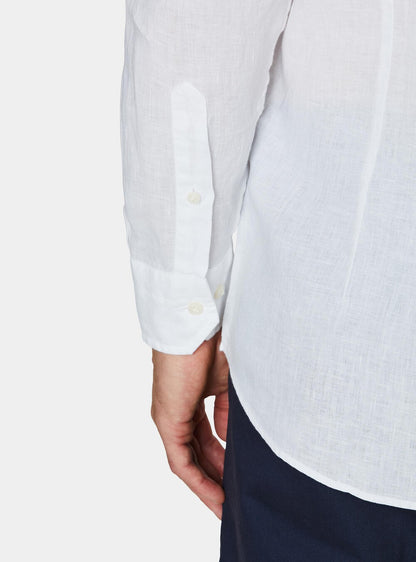 Camisa 100% lino con cuello semifrances