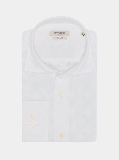 Camisa 100% lino con cuello semifrances
