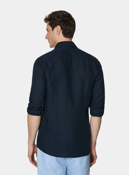 Camisa 100% lino con cuello semifrances