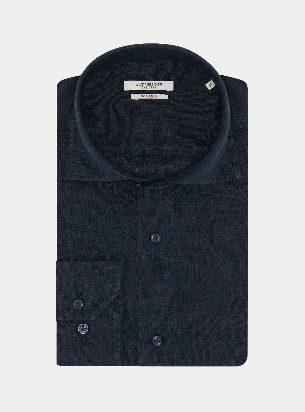Camisa 100% lino con cuello semifrances