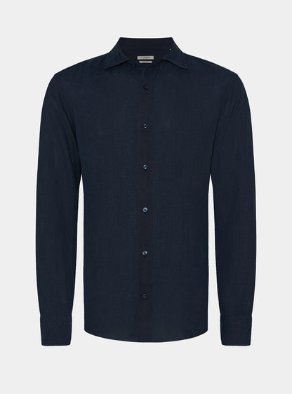 Camisa 100% lino con cuello semifrances