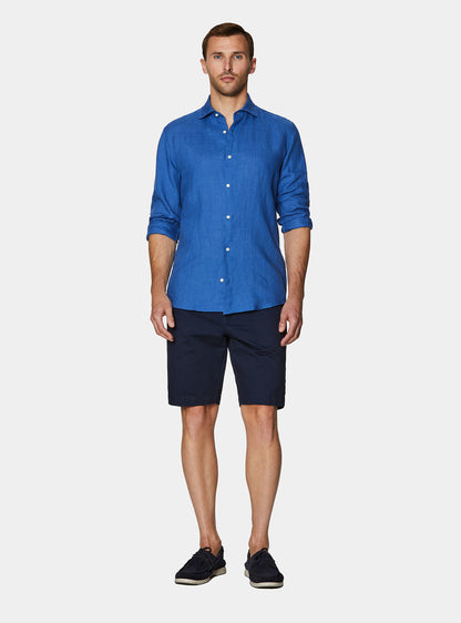 Camisa 100% lino con cuello semifrances