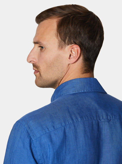 Camisa 100% lino con cuello semifrances