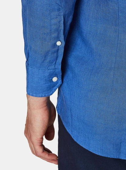 Camisa 100% lino con cuello semifrances