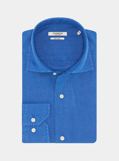 Camisa 100% lino con cuello semifrances