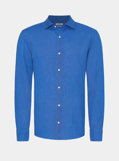 Camisa 100% lino con cuello semifrances