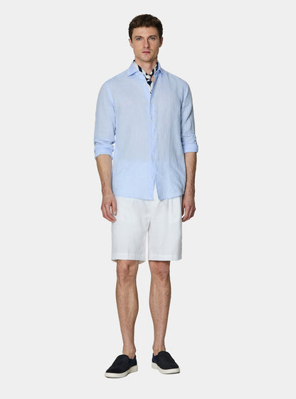 Camisa 100% lino con cuello semifrances