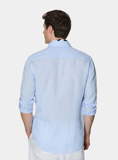 Camisa 100% lino con cuello semifrances