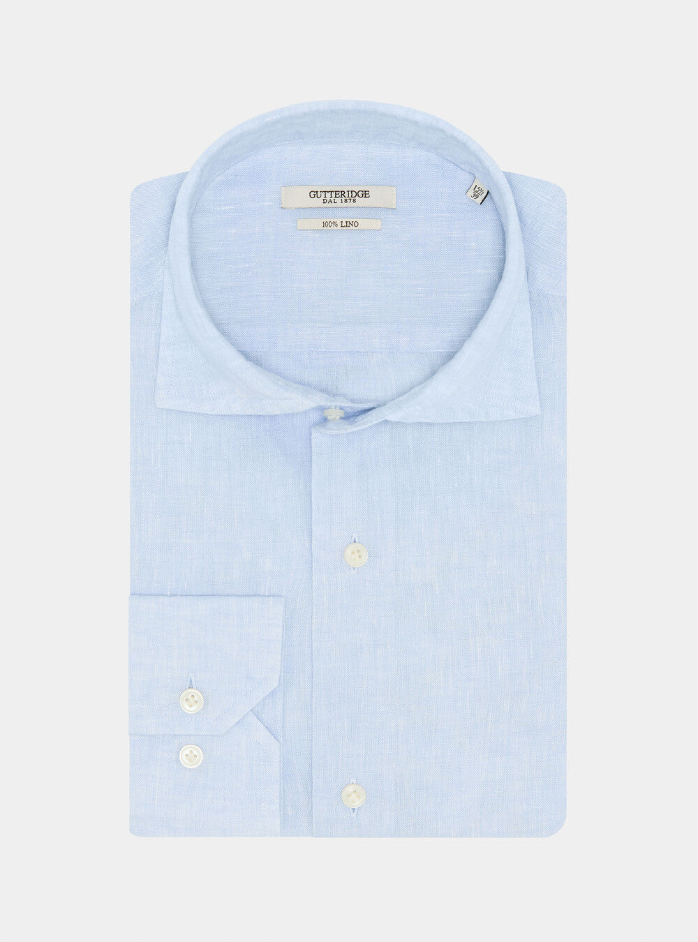 Camisa 100% lino con cuello semifrances