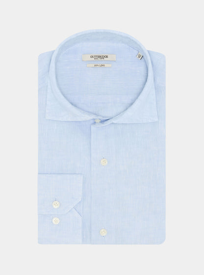 Camisa 100% lino con cuello semifrances
