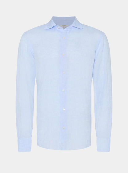 Camisa 100% lino con cuello semifrances