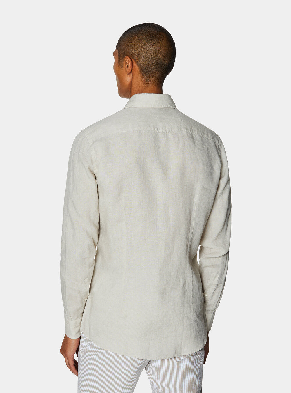 Camisa 100% lino con cuello semifrances