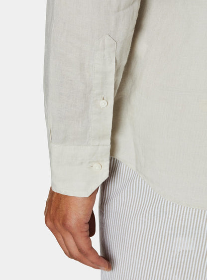 Camisa 100% lino con cuello semifrances
