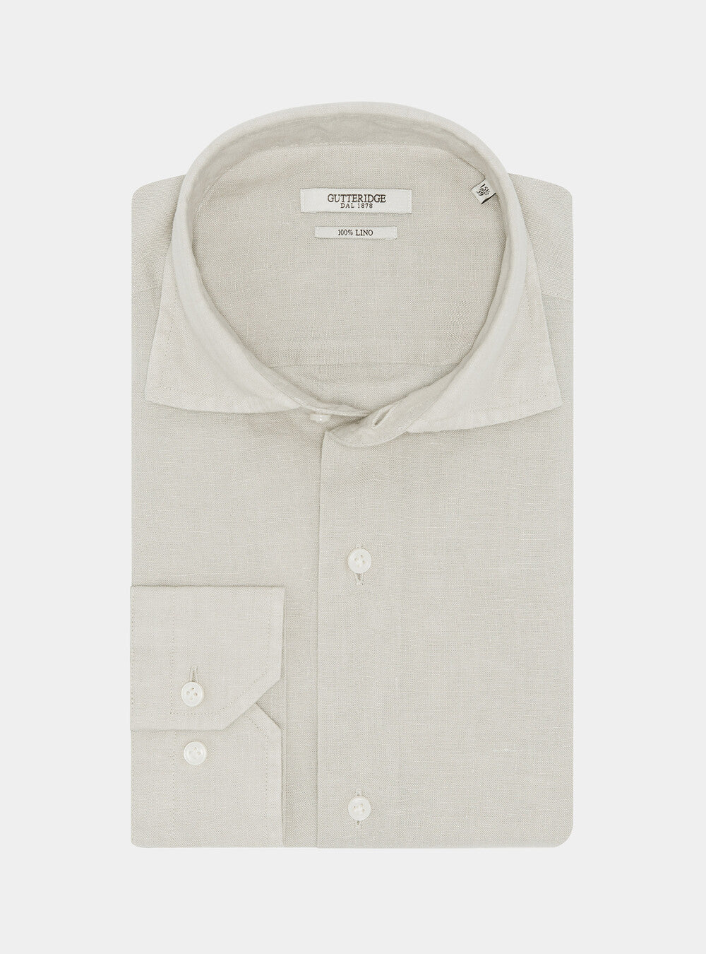 Camisa 100% lino con cuello semifrances