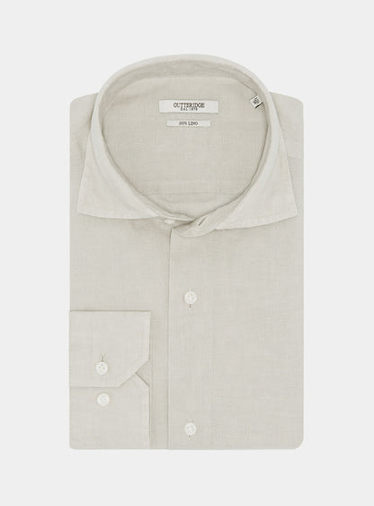 Camisa 100% lino con cuello semifrances