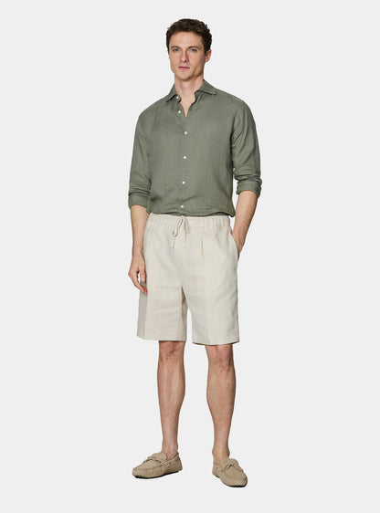 Camisa 100% lino con cuello semifrances