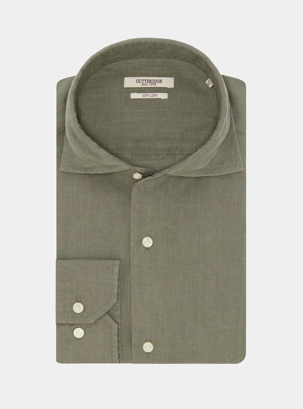 Camisa 100% lino con cuello semifrances