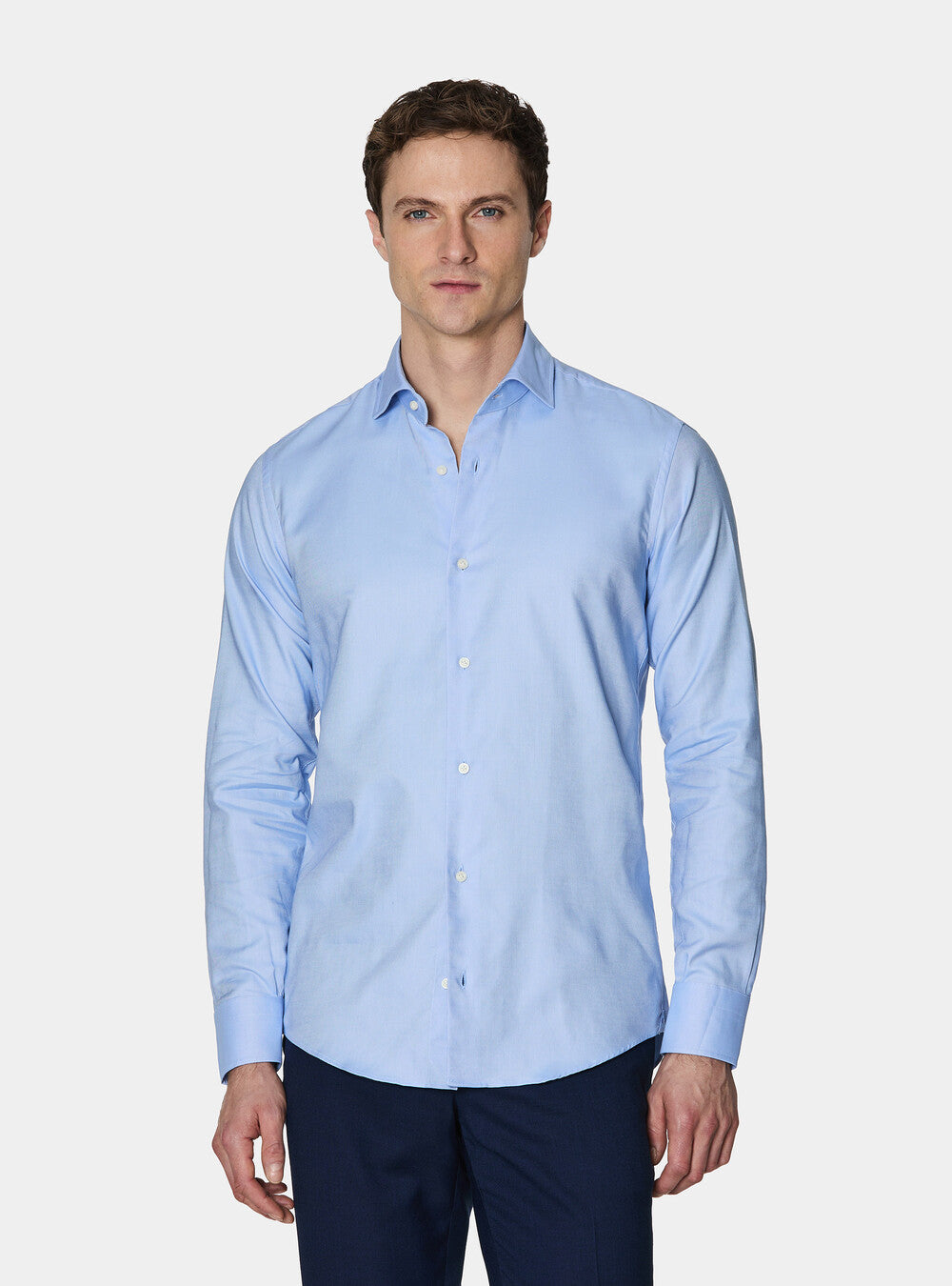 Camisa cuello semifrances oxford de algodón