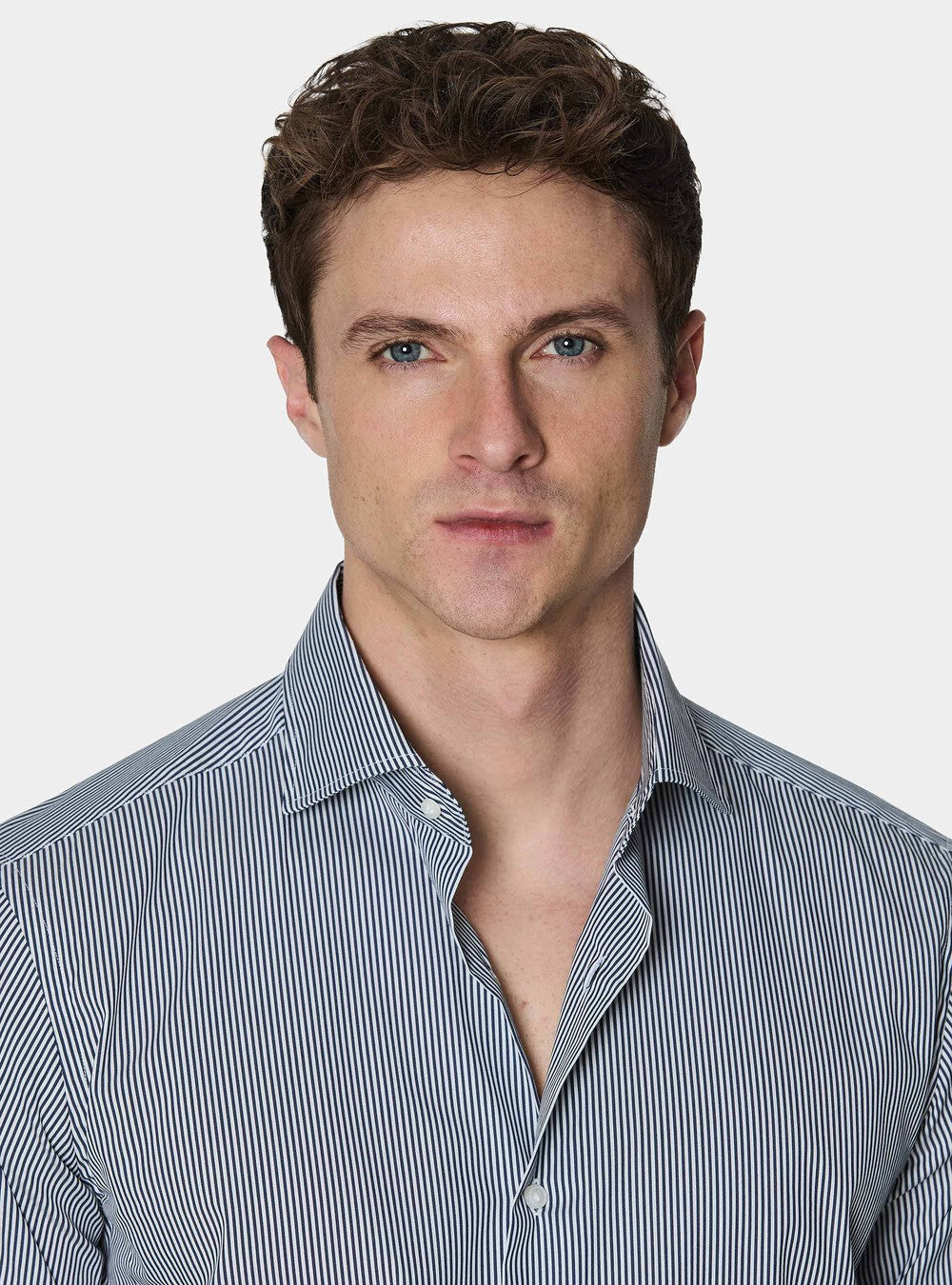 Camisa de rayas de popelín de algodón elástico