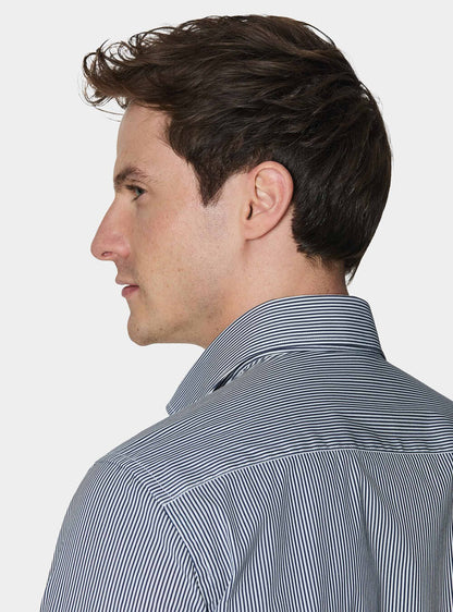 Camisa de rayas de popelín de algodón elástico