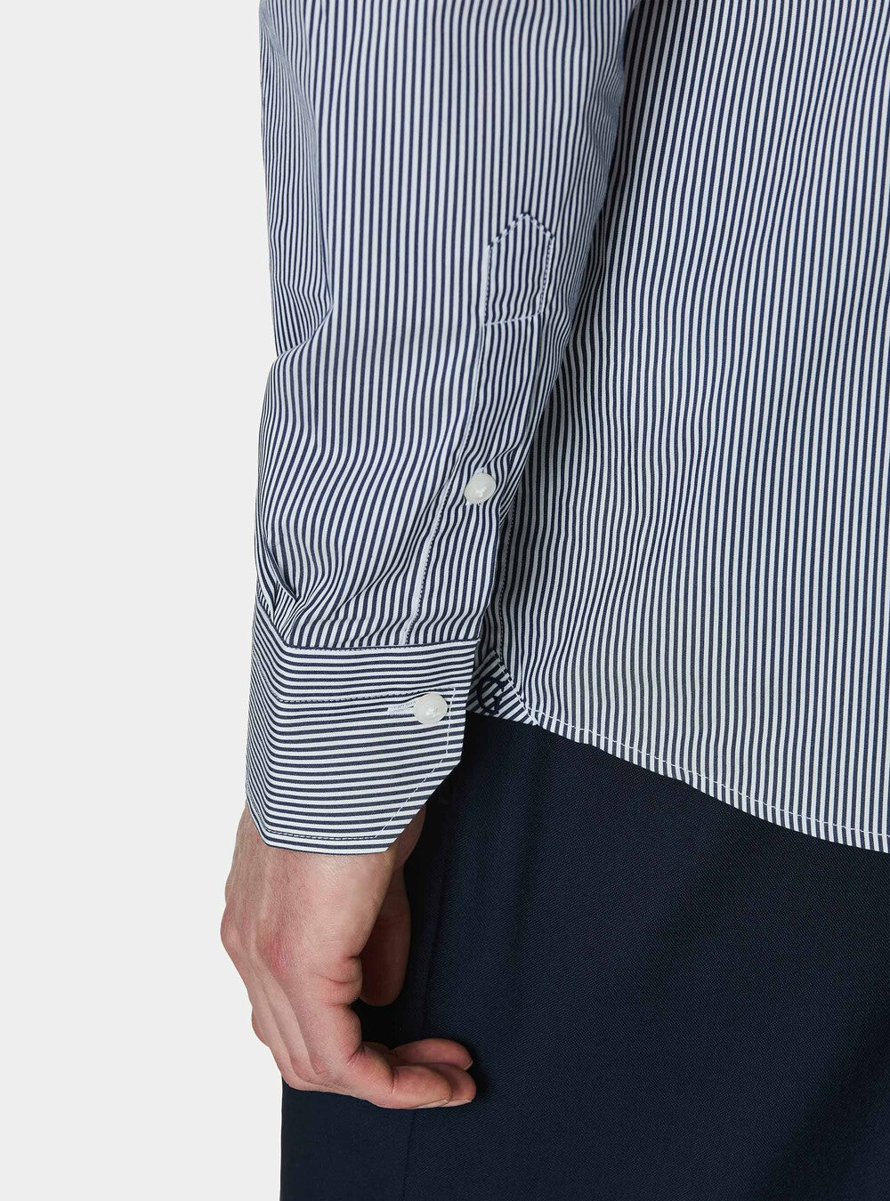 Camisa de rayas de popelín de algodón elástico