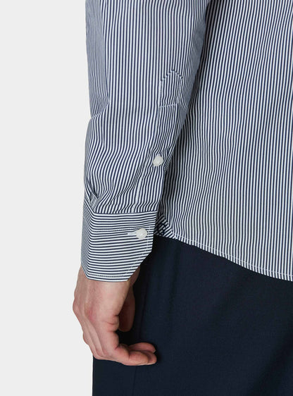 Camisa de rayas de popelín de algodón elástico
