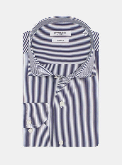 Camisa de rayas de popelín de algodón elástico