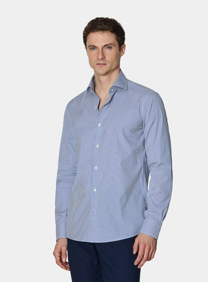 Camisa de rayas de popelín de algodón elástico
