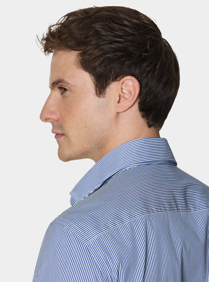 Camisa de rayas de popelín de algodón elástico