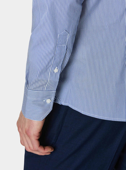 Camisa de rayas de popelín de algodón elástico