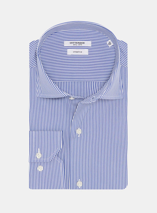 Camisa de rayas de popelín de algodón elástico
